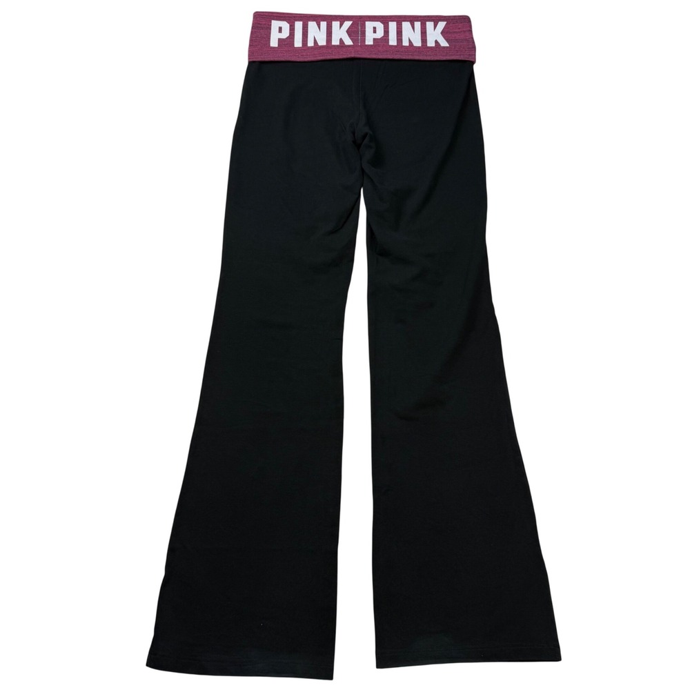 VTG Y2K Style Victoria's Secret PINK Yoga Pants Flare Foldover Logo Medium 2017